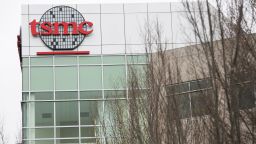 A logo sign outside of a facility occupied by the Taiwan Semiconductor Manufacturing Company (TSMC) in San Jose, California, on February 18, 2017. Photo by Kristoffer Tripplaar Sipa USA via AP