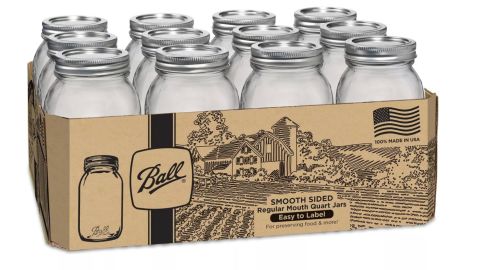 Ball 32-Ounce Smooth-Sided Mason Jars, 12-Count