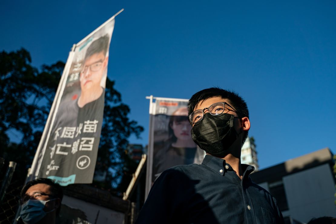 Pro-democracy activist Joshua Wong seen campaigning last month. 
