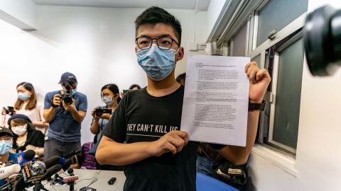 Joshua Wong, pictured at a news conference on July 31, was among the pro-democracy candidates barred from standing for election this week.