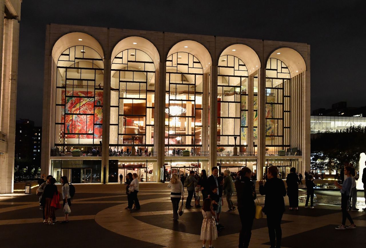 Marc Chagall's paintings can be seen from outside the Metropolitan Opera 