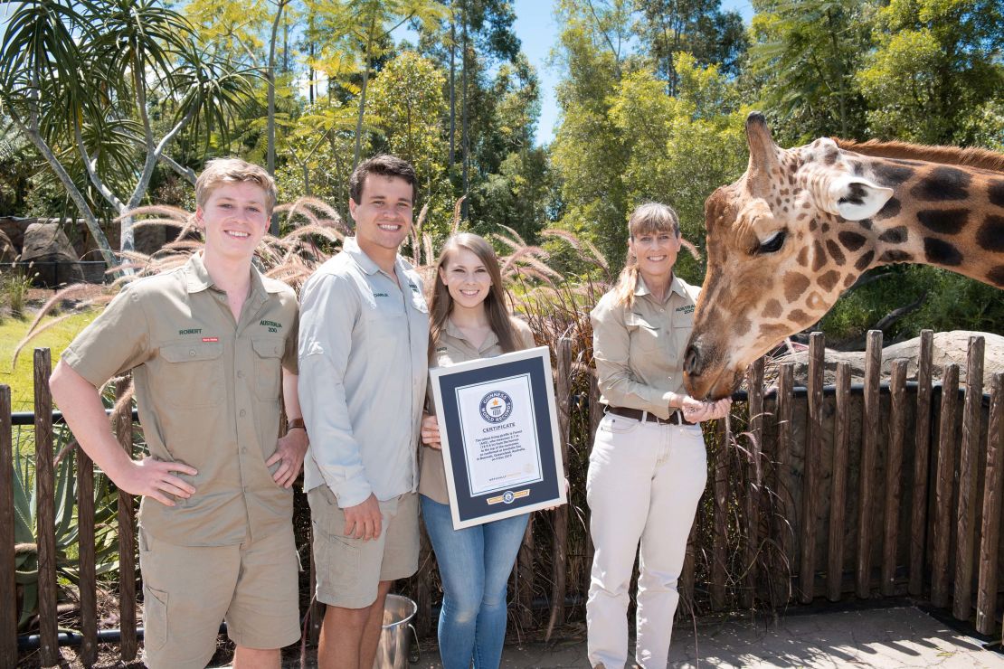 Forest, pictured here with the Irwin family, has fathered 12 calves.