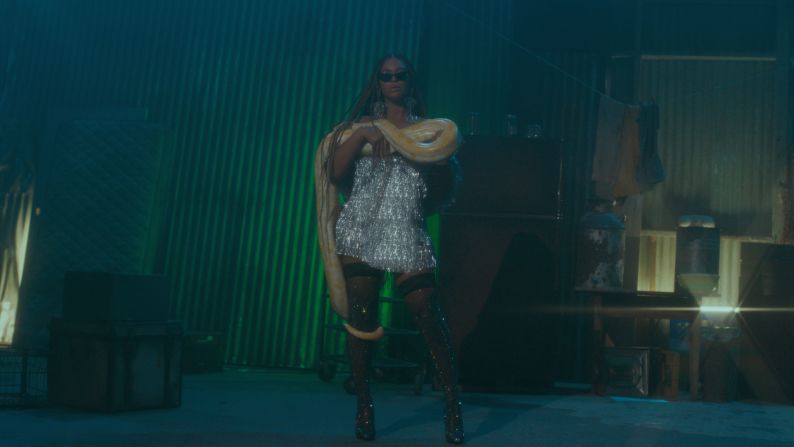 Beyoncé pairs sequins with a snake for "Don't Jealous Me."