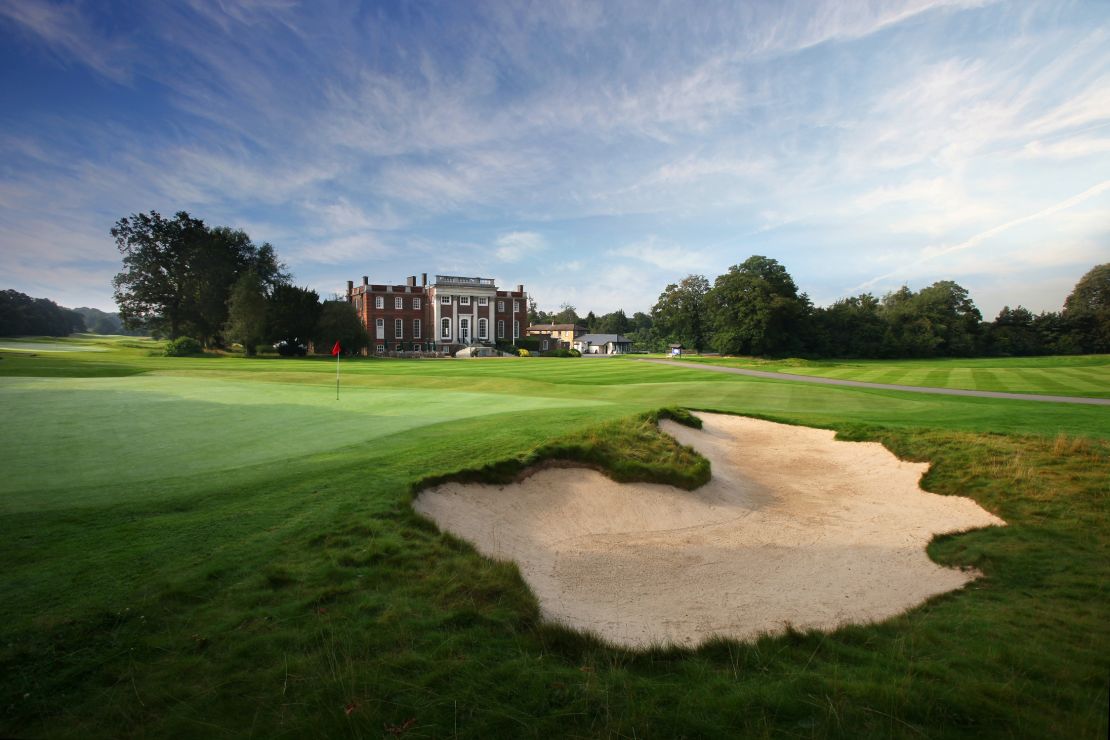 The green of the 18th hole at the Richmond Golf Club, UK. 