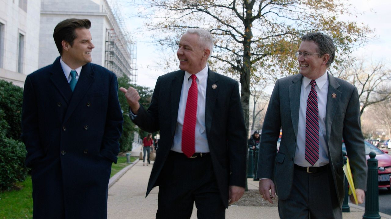 The "Swamp" follows the political journey of (from left) Republican Congressmen Matt Gaetz (R-Fla.), Ken Buck (R-Colo.) and Thomas Massie (R-Ky.) over the course of a year.