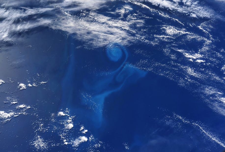 "This light blue ocean swirl caught my eye as we flew over the South Pacific," Hurley tweeted on June 15.