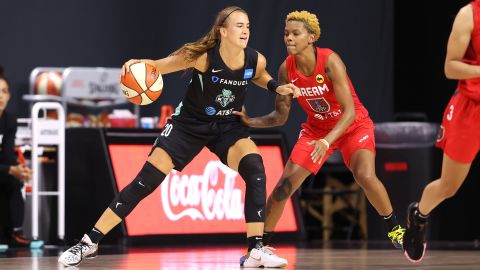 Sabrina Ionescu had 10 points against the Atlanta Dream on Friday before suffering an ankle injury.