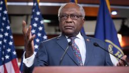 US House Majority Whip James Clyburn, Democrat of South Carolina, speaks during a press conference about COVID-19 testing on Capitol Hill in Washington, DC, May 27, 2020. - The US capital is relaxing lockdown restrictions following a sustained period of decreased coronavirus infections, Washington's mayor said Wednesday, announcing that restaurants and other businesses can reopen under social distancing guidelines. (Photo by SAUL LOEB / AFP) (Photo by SAUL LOEB/AFP via Getty Images)