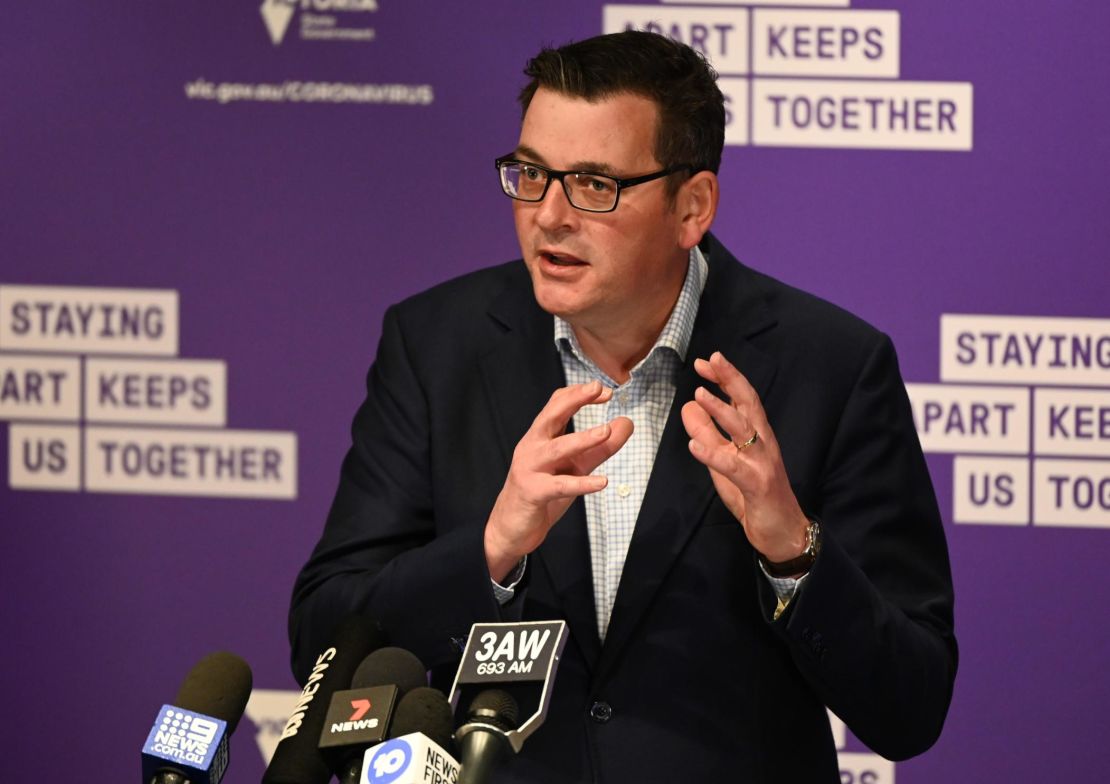 Victoria's state premier Daniel Andrews announces the new measures on Sunday.