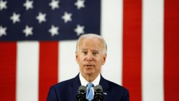 Democratic presidential candidate Vice President Joe Biden speaks about the coronavirus pandemic and the economy on Tuesday, June 30, in Wilmington, Delaware.
