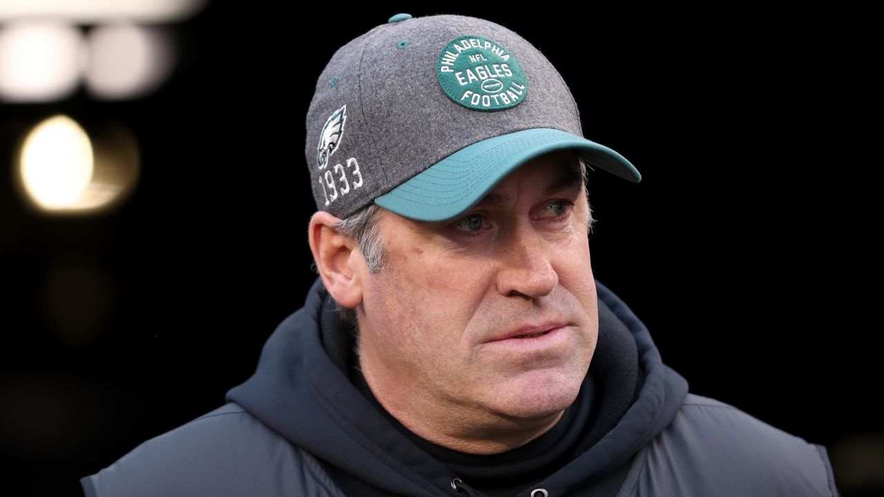 PHILADELPHIA, PENNSYLVANIA - JANUARY 05: Head coach Doug Pederson of the Philadelphia Eagles walks on to the field prior to the NFC Wild Card Playoff game against the Seattle Seahawks at Lincoln Financial Field on January 05, 2020 in Philadelphia, Pennsylvania. (Photo by Mitchell Leff/Getty Images)