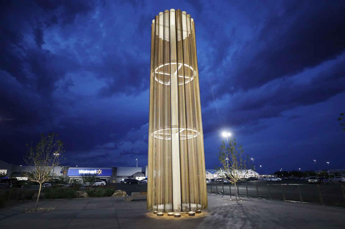 The 'Grand Candela' was built last year in the south end of the Walmart store parking lot to honor the victims.