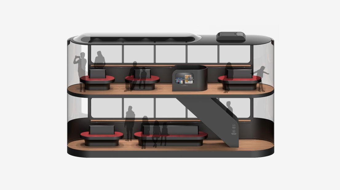 <strong>No driver necessary:</strong> To ensure the tram concept addressed hygiene and distancing measures, Ponti incorporated touchless entry and exit, driverless technology and a new seating arrangement.