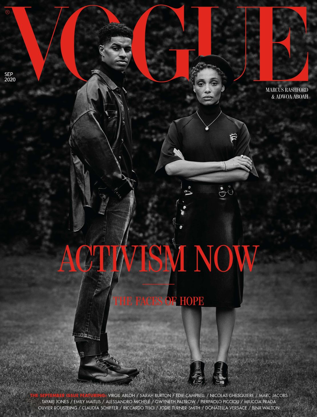 Footballer Marcus Rashford and model and activist Adwoa Aboah on the cover of this year's September issue of British Vogue