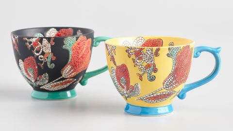 Hand-Painted Mosaic Mugs, Set of 2