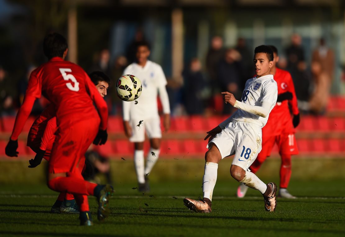 Greenwood in action during the international friendly between England U15 and Turkey U15 at St George's Park on December 21, 2015 in Burton-upon-Trent, England.