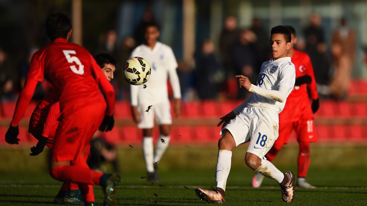 Greenwood in action during the international friendly between England U15 and Turkey U15 at St George's Park on December 21, 2015 in Burton-upon-Trent, England.