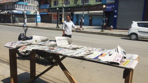 Newspapers for sale in Srinagar in 2020.