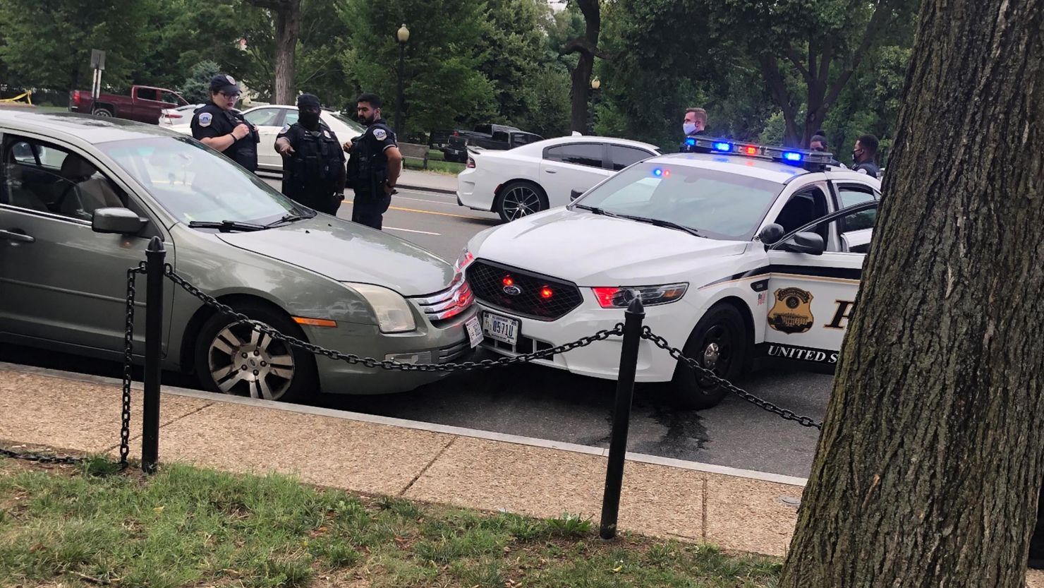 Scene following an alleged incident with the Secret Service at the National Mall in Washington, DC.