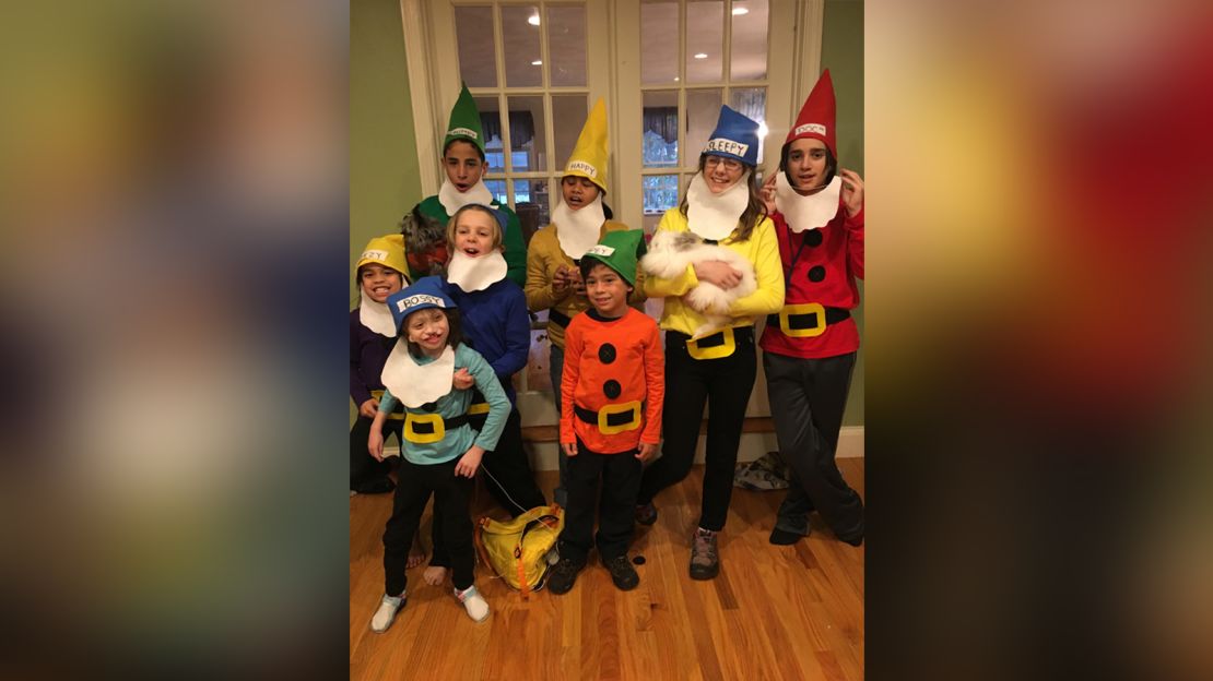 Oct. 31, 2018 -- Seraphina Harrell and her 7 older siblings who designated her Bossy Dwarf for her Halloween costume.