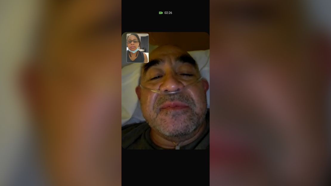 A screenshot from a FaceTime call between Michelle and David, before he was put on a ventilator. 