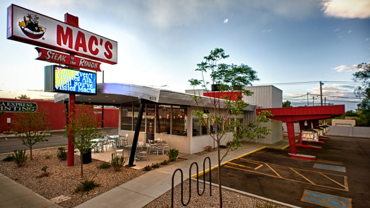 At Mac's Steak in the Rough, carhop dining has been part of the operation since the 1960s. During the pandemic, many families and friends "eat together" at the restaurant by parking at side-by-side hops.