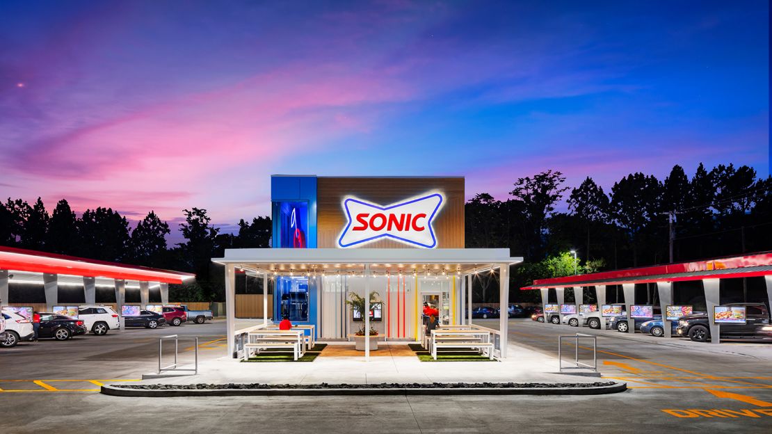 Sonic offers limited outdoor seating, but the majority of its dining options are served carside by uniformed servers.