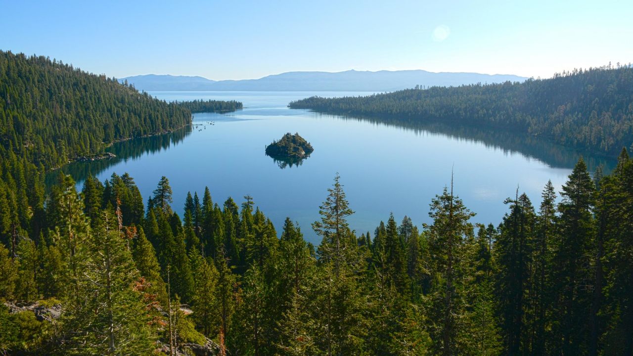 Emerald Bay is located in South Lake Tahoe and is a popular place to take photos.
