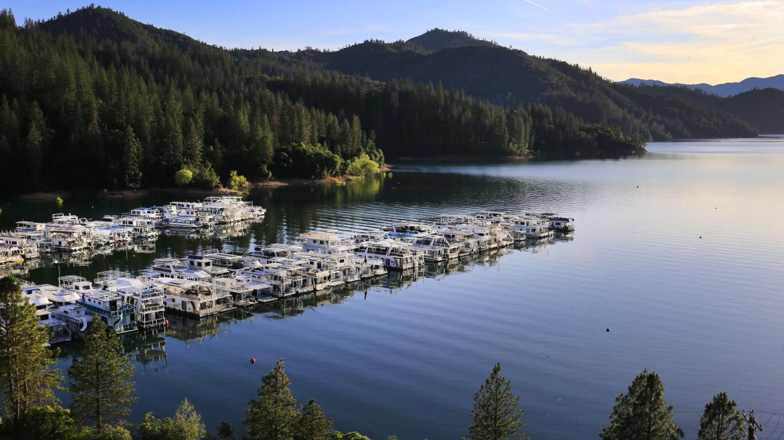 Shasta Lake is located just north of Redding, California. 