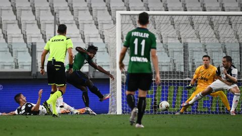 Zapata opens the scoring against Juventus. The game eventually finished 2-2.