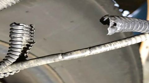 An image of the alleged cut wire found on the NYPD vehicle.