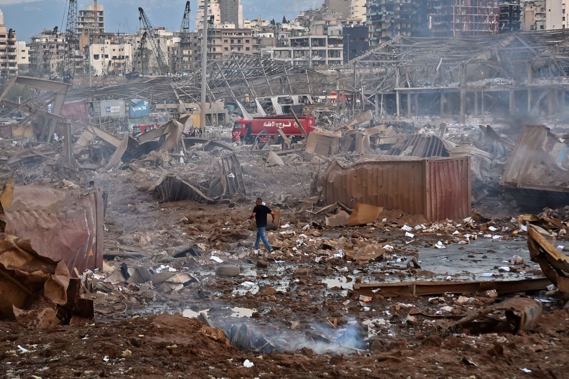 A picture shows the scene near the port, where the explosion took place.