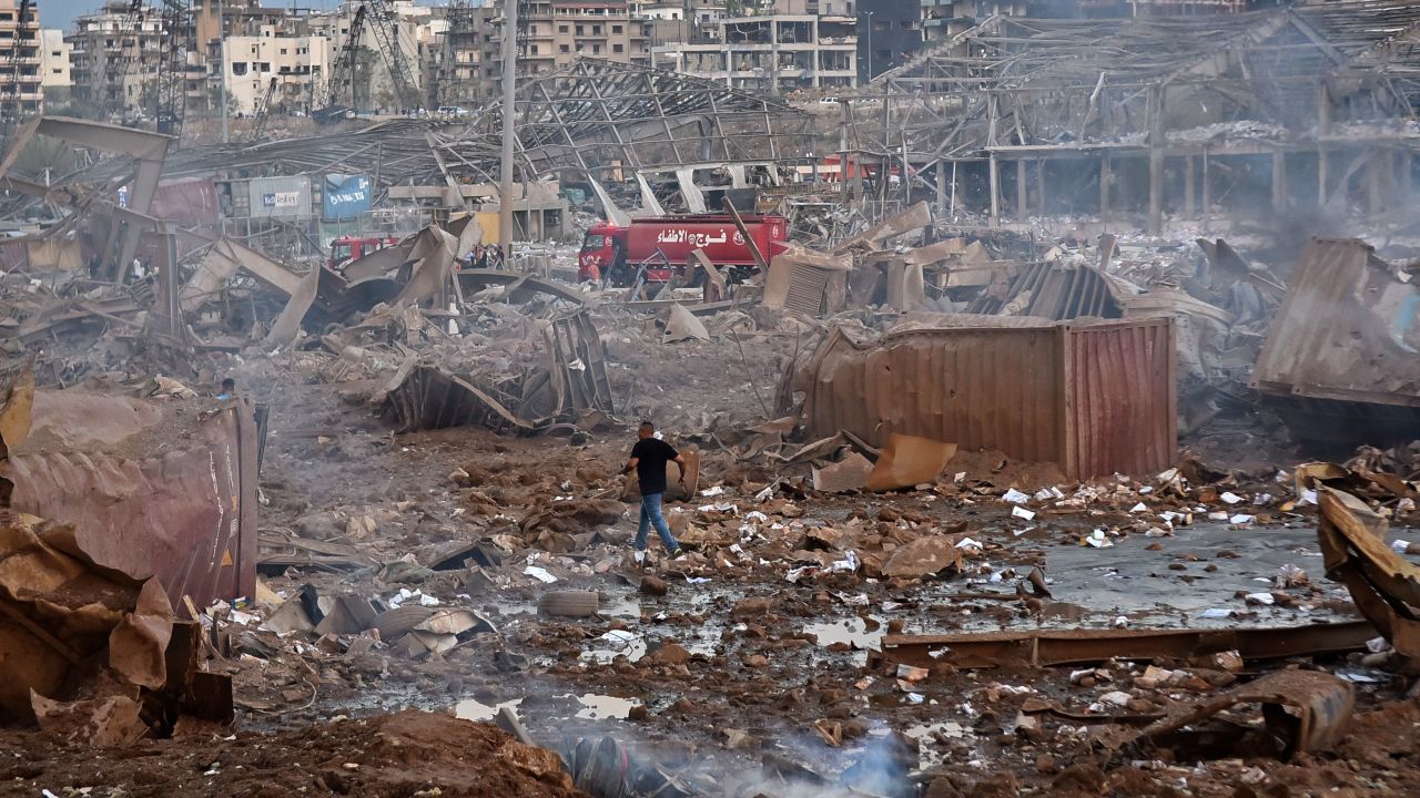 A picture shows the scene near the port, where the explosion took place. 