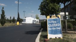 Empty coronavirus testing sites near the OhioHealth Pickerington Medical Campus on July 31, 2020 in Columbus, Ohio. (Photo by Matthew Hatcher/Getty Images)