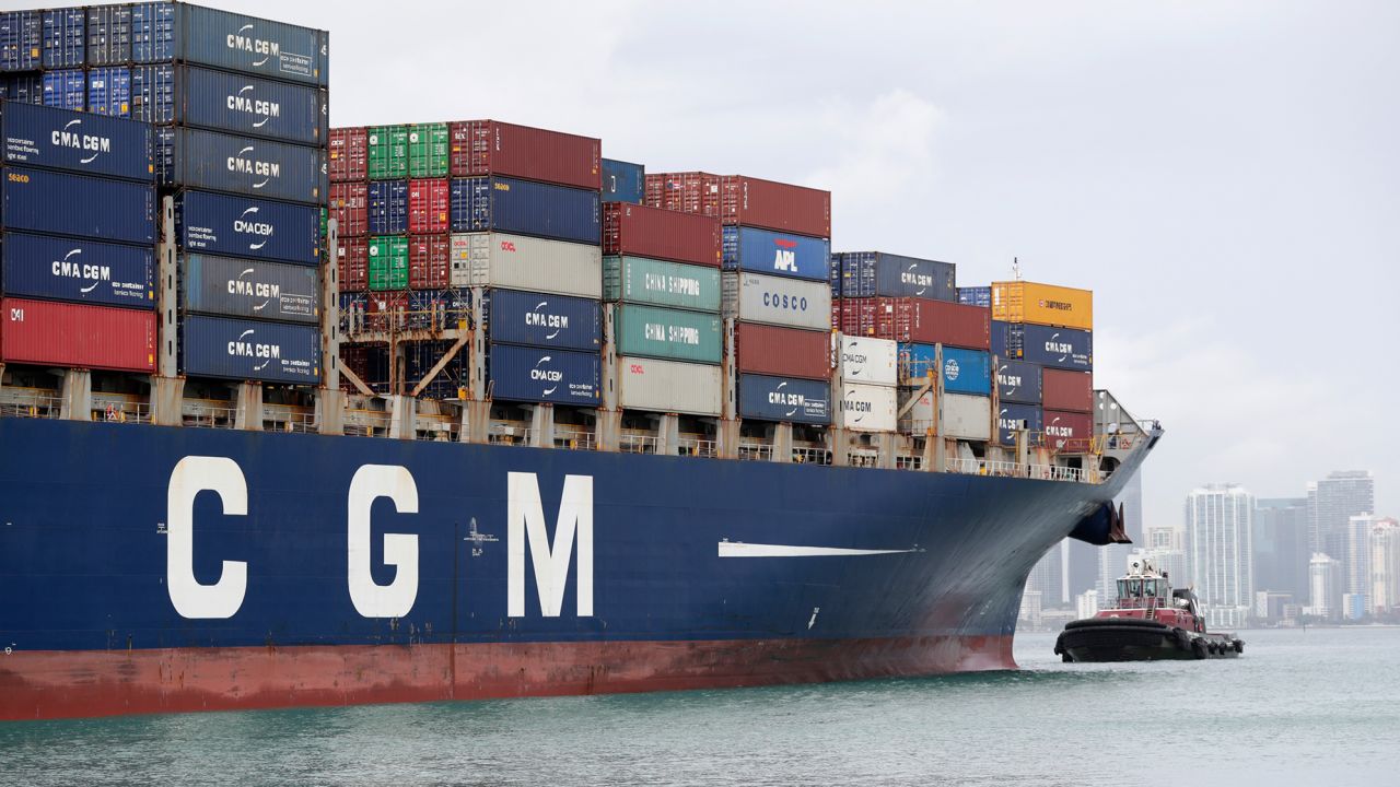 The CMA CGM Bianca  container ship entering Port Miami, Florida.