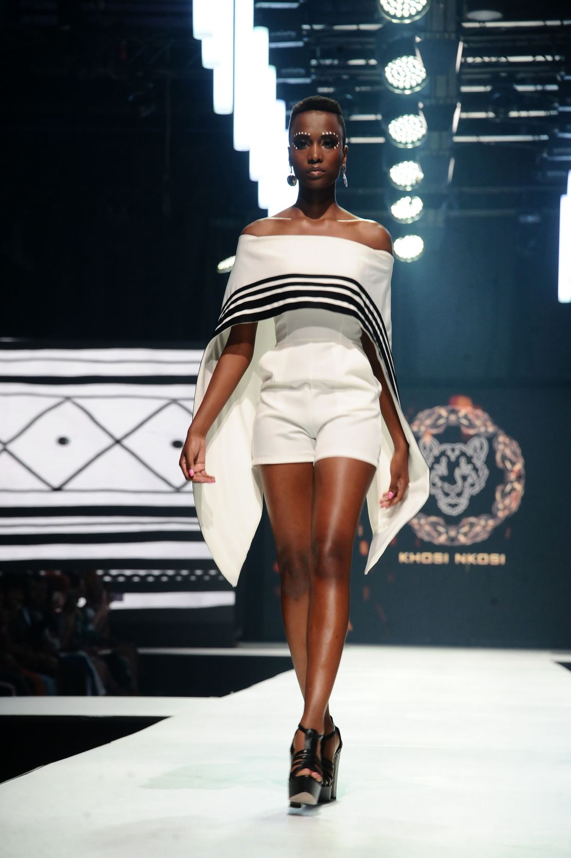 Zozibini Tunzi walks down the runway at the 2019 Africa Fashion International in Sandton, South Africa.