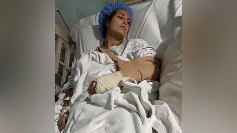 Lina Alameh in her hospital bed.