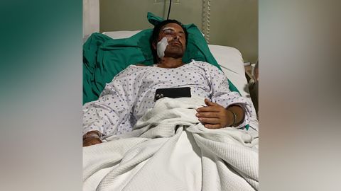 Imad Khalil in his hospital bed.