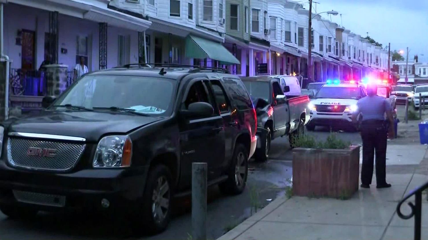 Police investigate the shooting of seven-year-old Zamar Jones, one of at least 11 children under the age of 10 who have been shot this year in Philadelphia, Pennsylvania. 