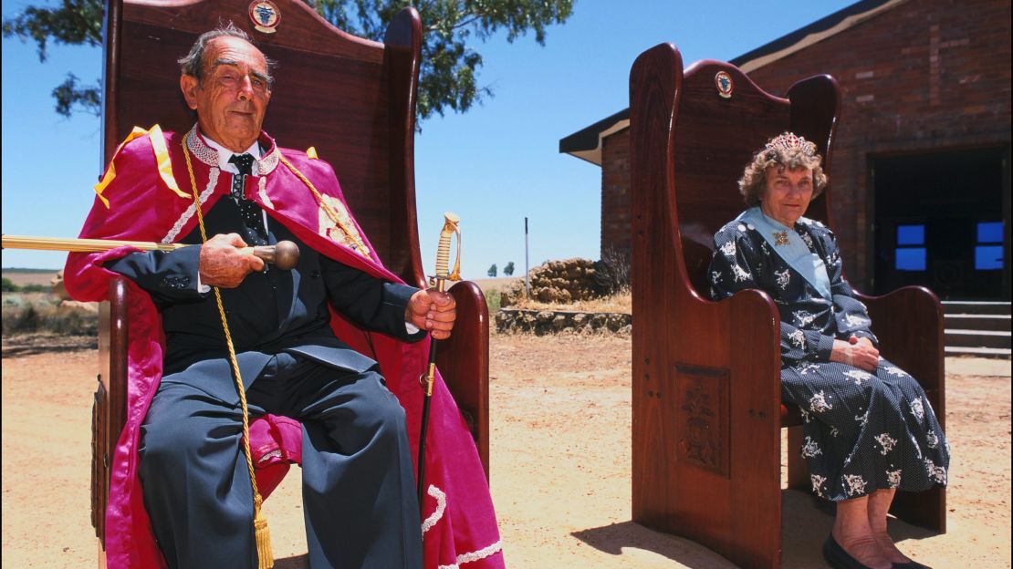 Prince Leonard Casley, pictured in 1998 with his French-born wife, Princess Shirley. 