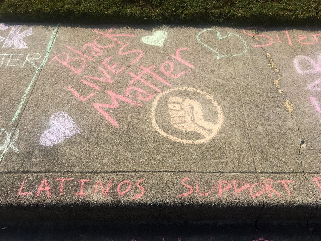 A message written by a neighbor outside Manette Sharick's home. 
