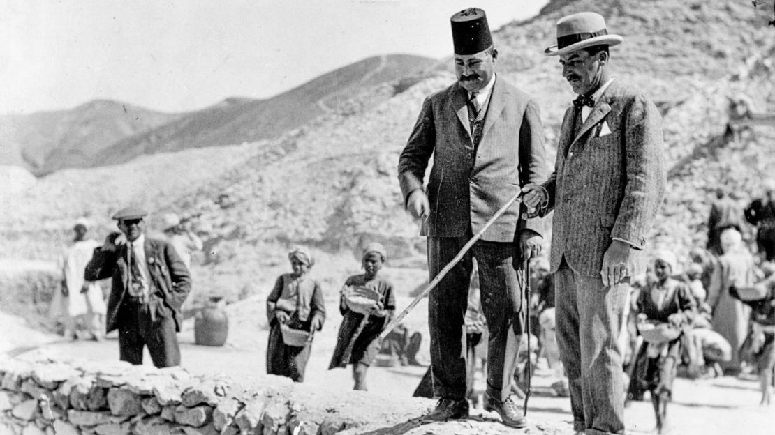 British archaeologist Howard Carter, right, at Tutankhamen's tomb 