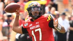 COLLEGE PARK, MD - SEPTEMBER 07:  Josh Jackson #17 of the Maryland Terrapins throws a pass during a college football game against the Syracuse Orange at Capital One Field at Maryland Stadium on September 7, 2019 in College Park, Maryland.  (Photo by Mitchell Layton/Getty Images)