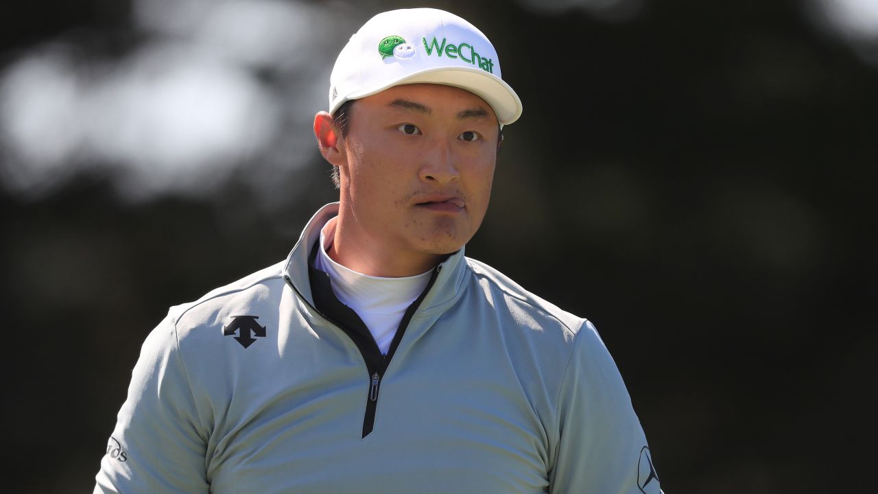 Haotong Li of China led the way at the halfway stage of the PGA Championship after a sparkling five-under 65 in his second round but his sponsorship from WeChat provoked questions from the media.
