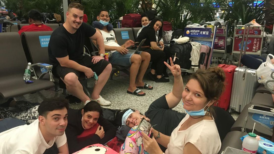 After months of waiting to get out of China, the final journey for the group was delayed by because of last minute routing changes and a faulty engine.