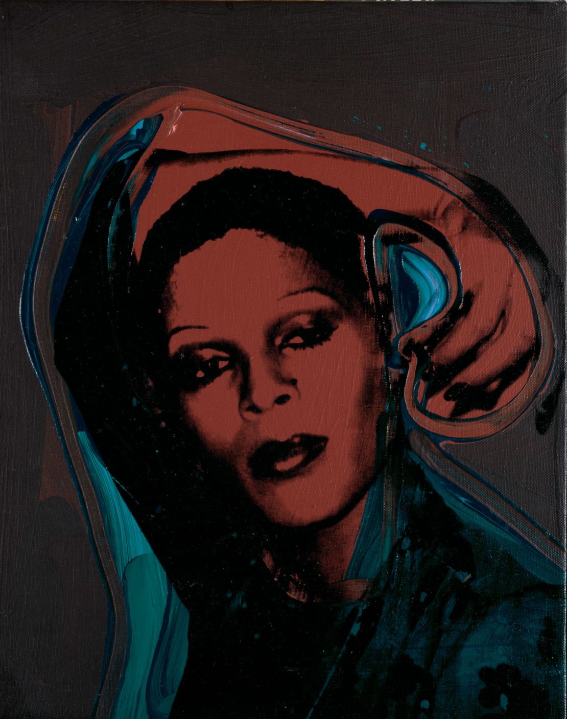 "Ladies and Gentlemen (Iris)" 1975, is one of several portraits Warhol painted of trans women.