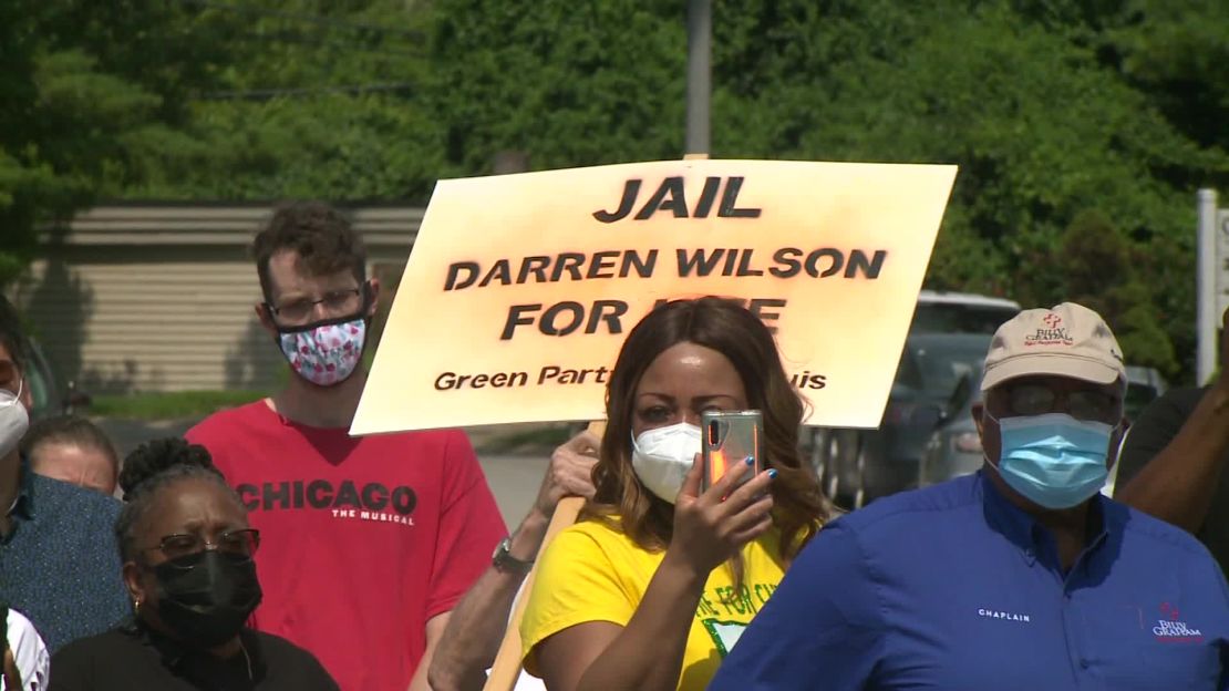 Protesters in Ferguson, Missouri gathered on the 6th anniversary of Michael Brown's death.