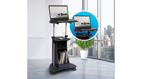 Techni Mobili Sit-to-Stand Rolling Adjustable Height Laptop Cart