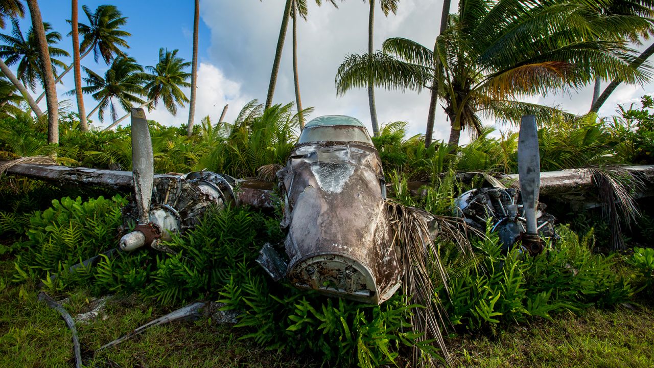 <strong>Palmyra Atoll:</strong> A Lockheed 18 Learstar that crashed here in 1980 is now one with nature as the jungle and the erosion from the salty sea air overtake the machine.