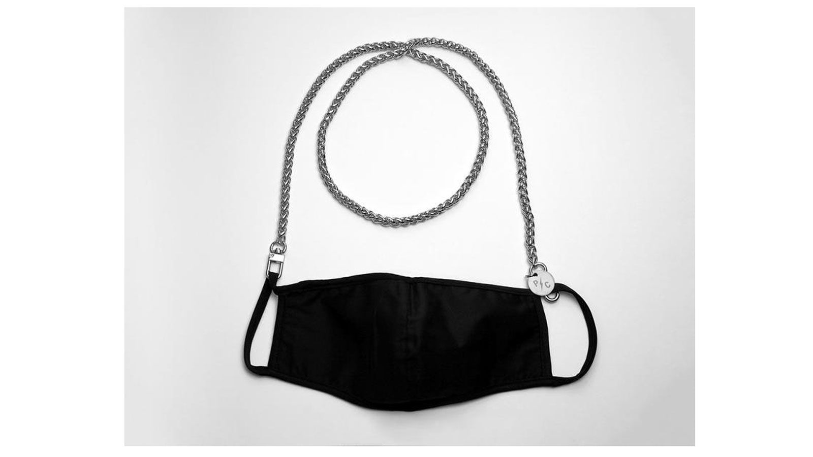 Black Chain Mask Holder Necklace, small link mask leash